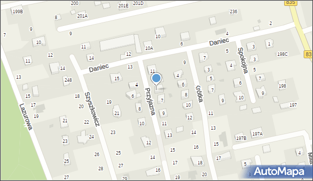 Mętów, Przyjazna, 5, mapa Mętów