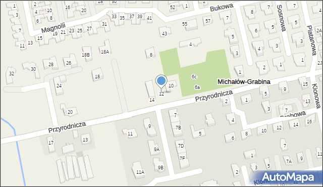 Michałów-Grabina, Przyrodnicza, 12, mapa Michałów-Grabina
