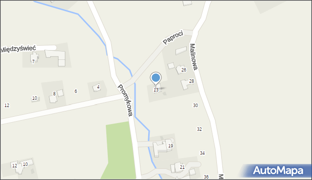 Międzyświeć, Promykowa, 13, mapa Międzyświeć
