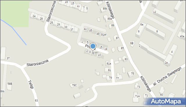 Mielec, Prosta, 6, mapa Mielca