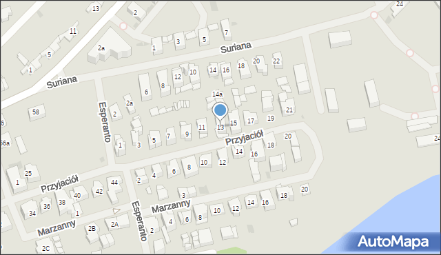 Mielno, Przyjaciół, 13, mapa Mielno