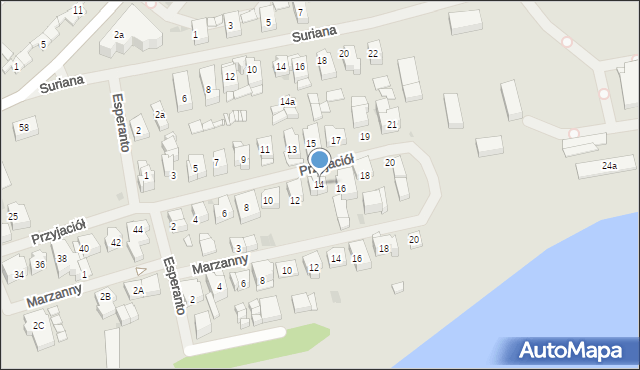 Mielno, Przyjaciół, 14, mapa Mielno