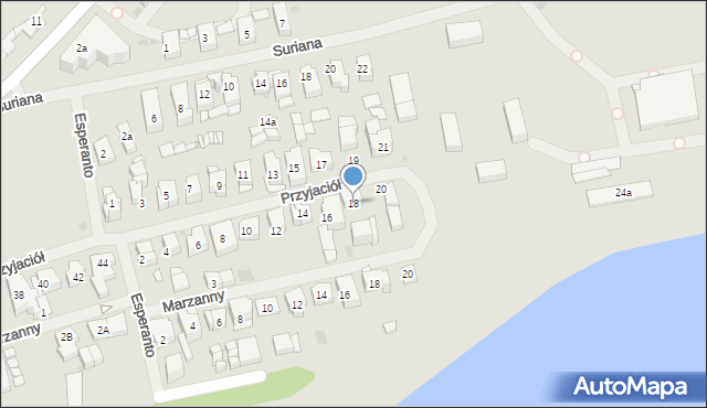 Mielno, Przyjaciół, 18, mapa Mielno