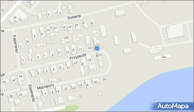 Mielno, Przyjaciół, 20, mapa Mielno