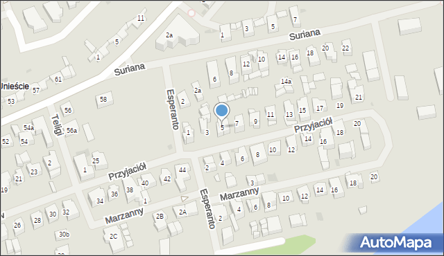 Mielno, Przyjaciół, 5, mapa Mielno