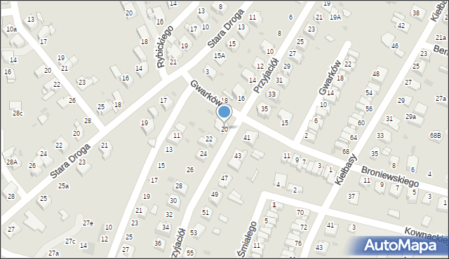 Mikołów, Przyjaciół, 20, mapa Mikołów