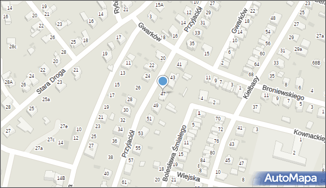 Mikołów, Przyjaciół, 47, mapa Mikołów