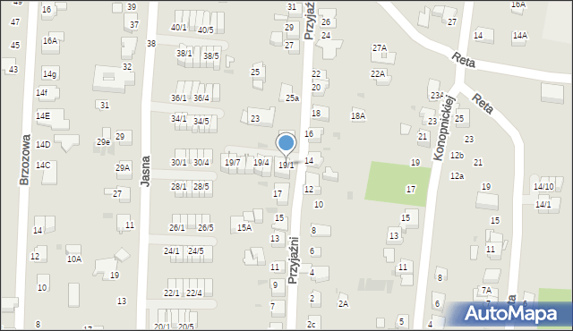 Mikołów, Przyjaźni, 19/1, mapa Mikołów