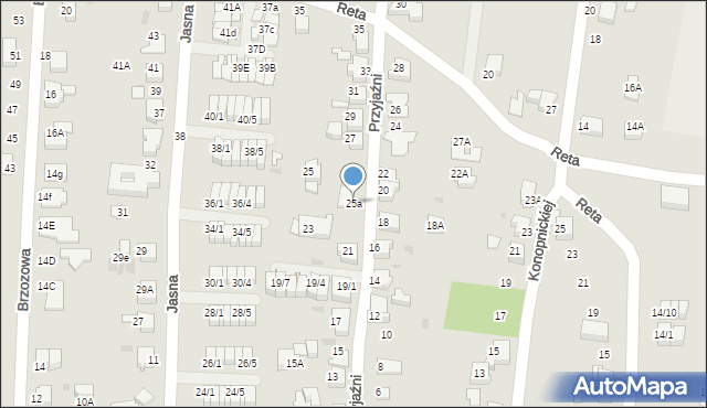 Mikołów, Przyjaźni, 25a, mapa Mikołów