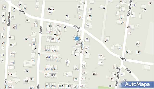 Mikołów, Przyjaźni, 31, mapa Mikołów