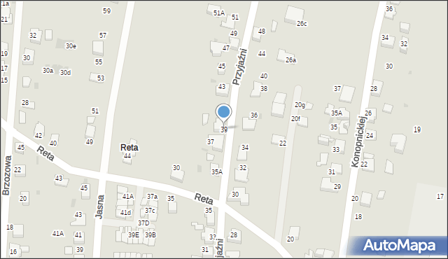 Mikołów, Przyjaźni, 39, mapa Mikołów