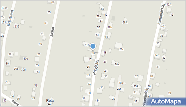 Mikołów, Przyjaźni, 49, mapa Mikołów