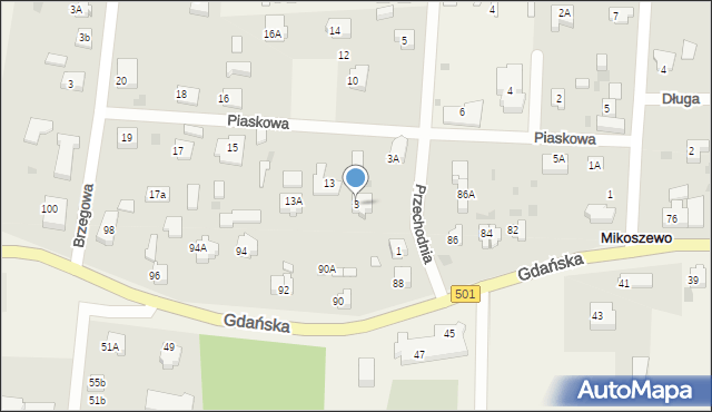 Mikoszewo, Przechodnia, 3, mapa Mikoszewo