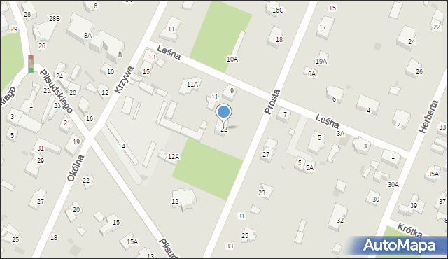 Milanówek, Prosta, 22, mapa Milanówek