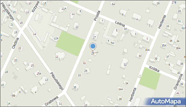 Milanówek, Prosta, 23, mapa Milanówek