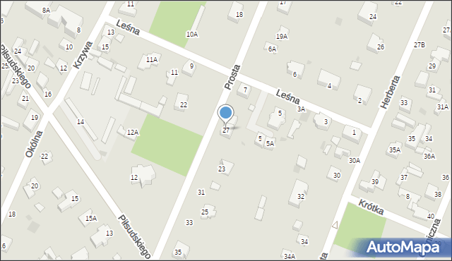 Milanówek, Prosta, 27, mapa Milanówek
