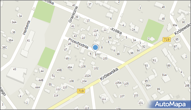 Milanówek, Przechodnia, 3, mapa Milanówek