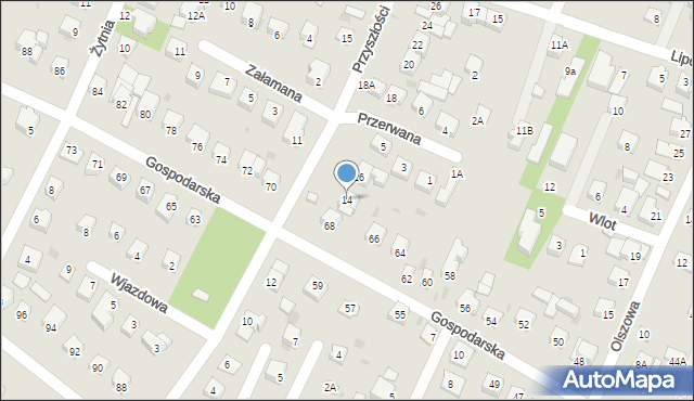 Milanówek, Przyszłości, 14, mapa Milanówek