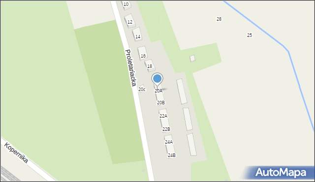 Miłkowice, Proletariacka, 20A, mapa Miłkowice