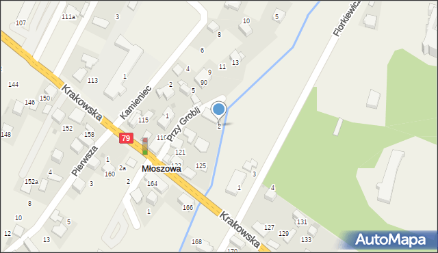 Młoszowa, Przy Grobli, 2, mapa Młoszowa