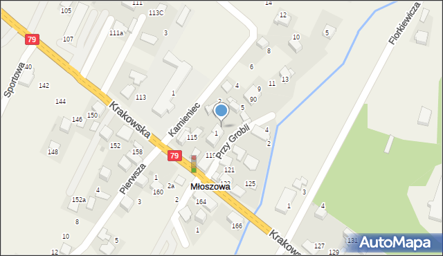 Młoszowa, Przy Grobli, 3, mapa Młoszowa