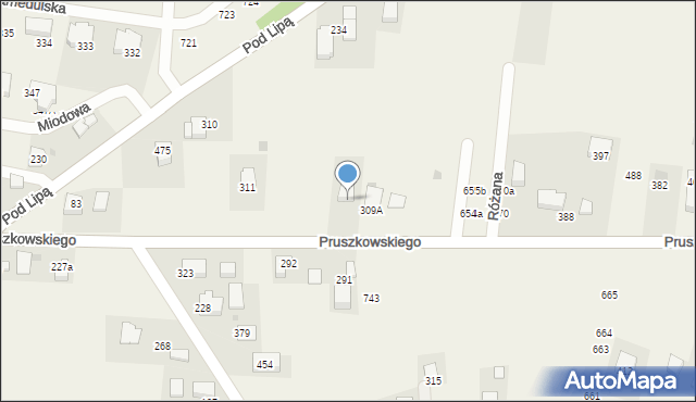 Mników, Pruszkowskiego Witolda, 90, mapa Mników