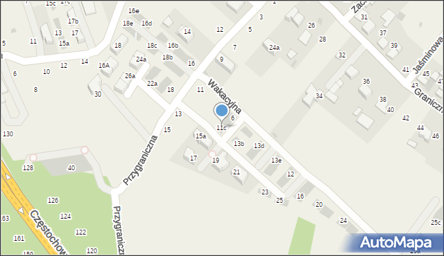 Modlnica, Przygraniczna, 11c, mapa Modlnica