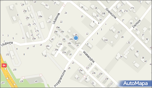 Modlnica, Przygraniczna, 16a, mapa Modlnica
