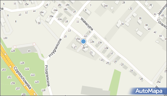 Modlnica, Przygraniczna, 19, mapa Modlnica