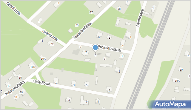 Mostówka, Projektowana, 5, mapa Mostówka