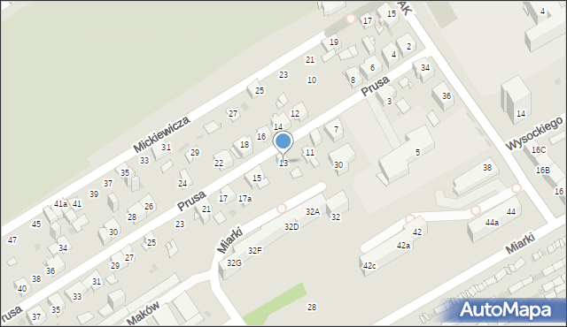 Mysłowice, Prusa Bolesława, 13, mapa Mysłowice
