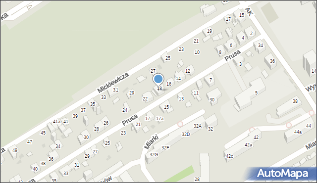 Mysłowice, Prusa Bolesława, 20, mapa Mysłowice