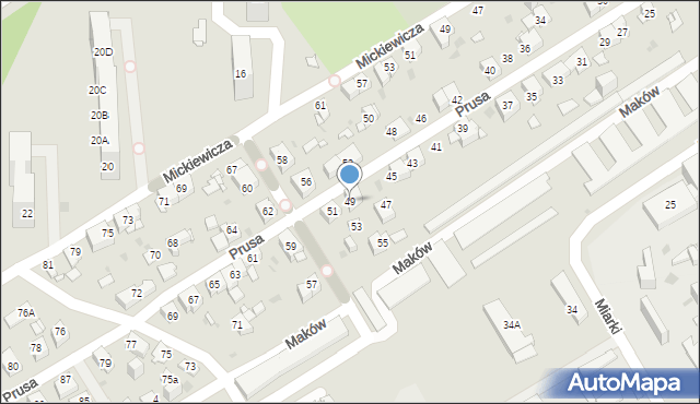 Mysłowice, Prusa Bolesława, 49, mapa Mysłowice