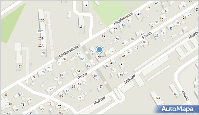 Mysłowice, Prusa Bolesława, 56, mapa Mysłowice
