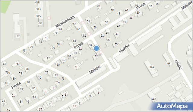 Mysłowice, Prusa Bolesława, 57, mapa Mysłowice