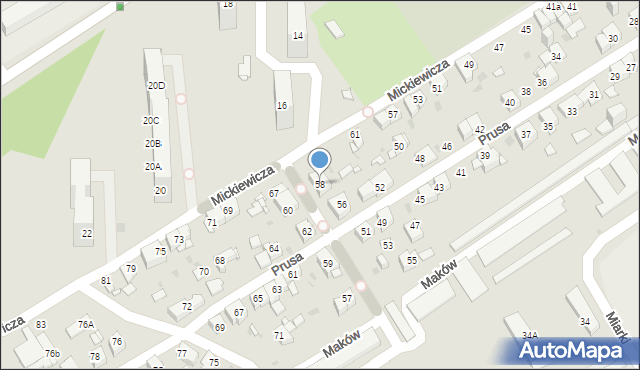 Mysłowice, Prusa Bolesława, 58, mapa Mysłowice