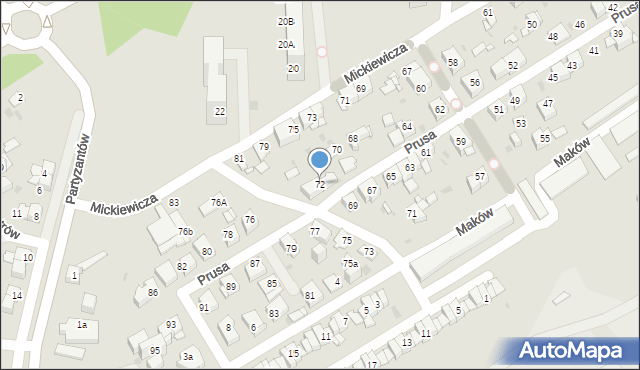 Mysłowice, Prusa Bolesława, 72, mapa Mysłowice