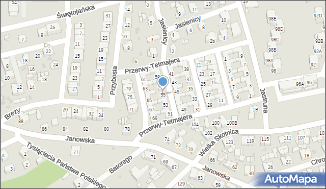 Mysłowice, Przerwy-Tetmajera Kazimierza, 55, mapa Mysłowice
