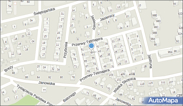 Mysłowice, Przerwy-Tetmajera Kazimierza, 57, mapa Mysłowice