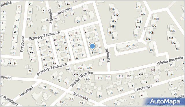 Mysłowice, Przerwy-Tetmajera Kazimierza, 9, mapa Mysłowice