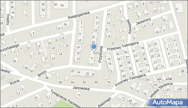 Mysłowice, Przybosia Juliana, 7, mapa Mysłowice