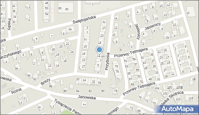 Mysłowice, Przybosia Juliana, 9, mapa Mysłowice