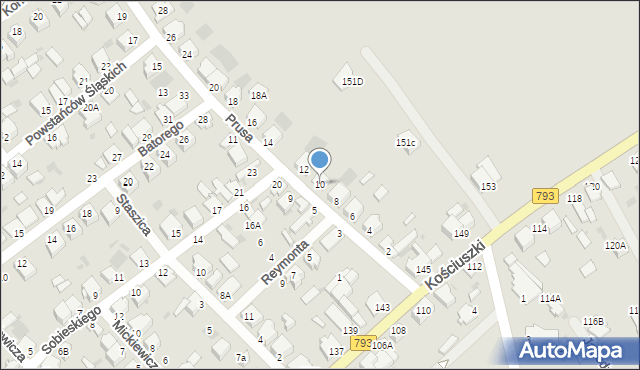 Myszków, Prusa, 10, mapa Myszków