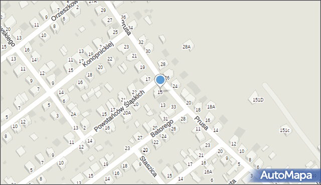 Myszków, Prusa, 15, mapa Myszków