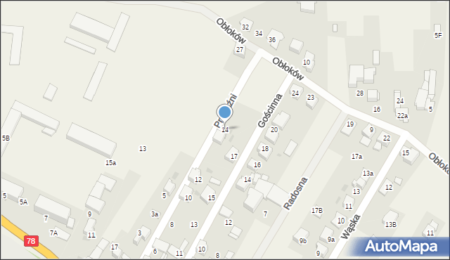 Nakło Śląskie, Przyjaźni, 14, mapa Nakło Śląskie