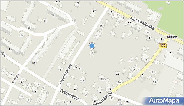 Nisko, Przemysłowa, 3, mapa Nisko