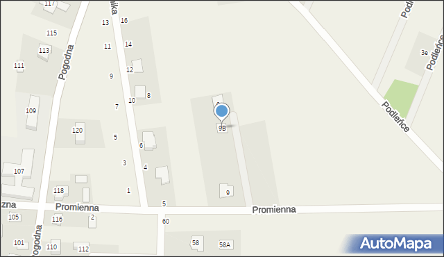 Nowe Aleksandrowo, Promienna, 9B, mapa Nowe Aleksandrowo