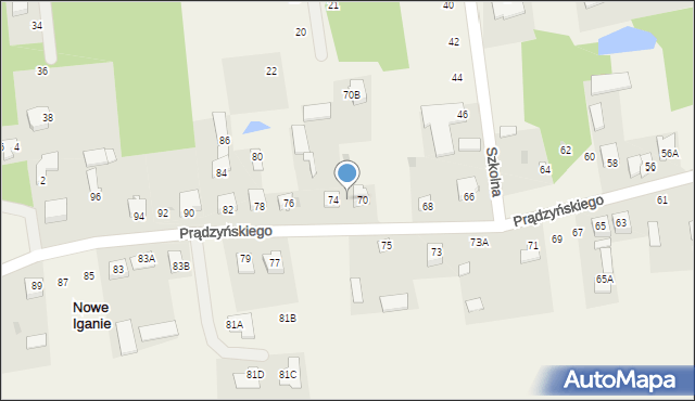 Nowe Iganie, Prądzyńskiego Ignacego, gen., 72, mapa Nowe Iganie