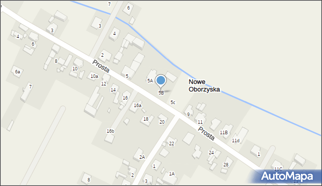 Nowe Oborzyska, Prosta, 5B, mapa Nowe Oborzyska