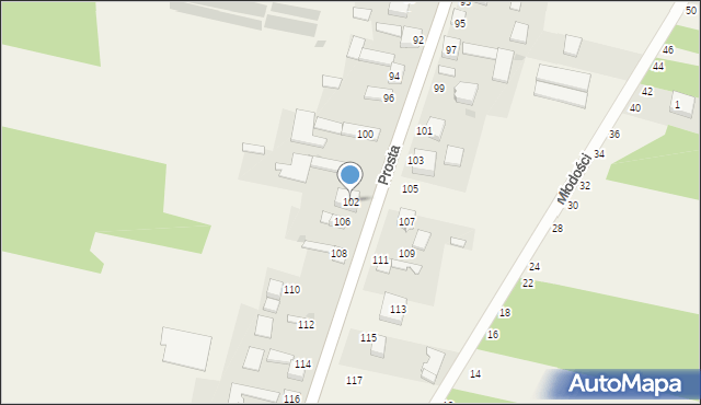 Nowy Kocin, Prosta, 102, mapa Nowy Kocin